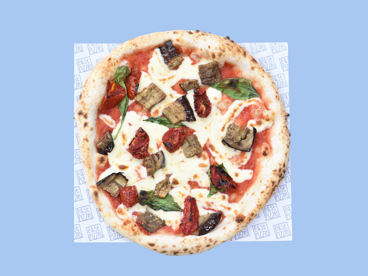 Topped Aubergine & Tomato Pizza